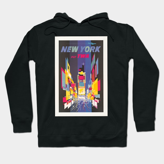 Midcentury TWA New York City Poster Hoodie by moonandcat